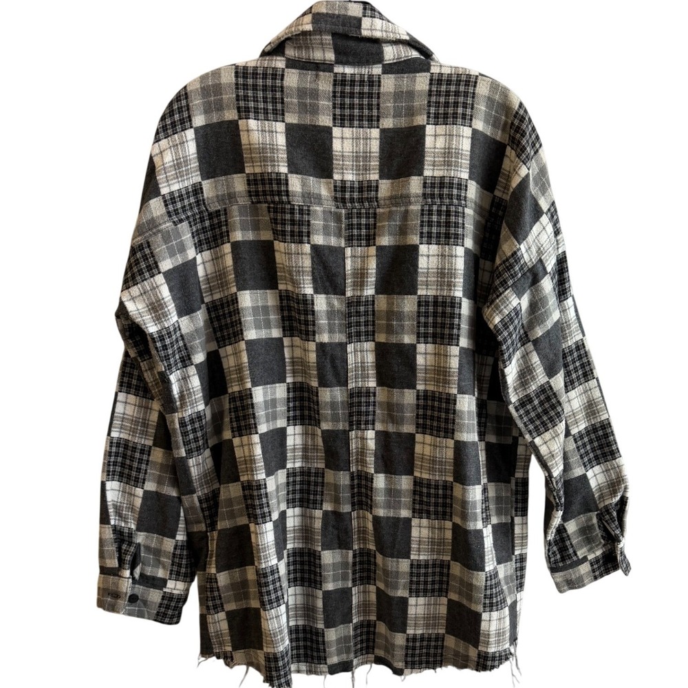 Gilded Intent Patchwork Plaid Grunge Button Up Sh… - image 2